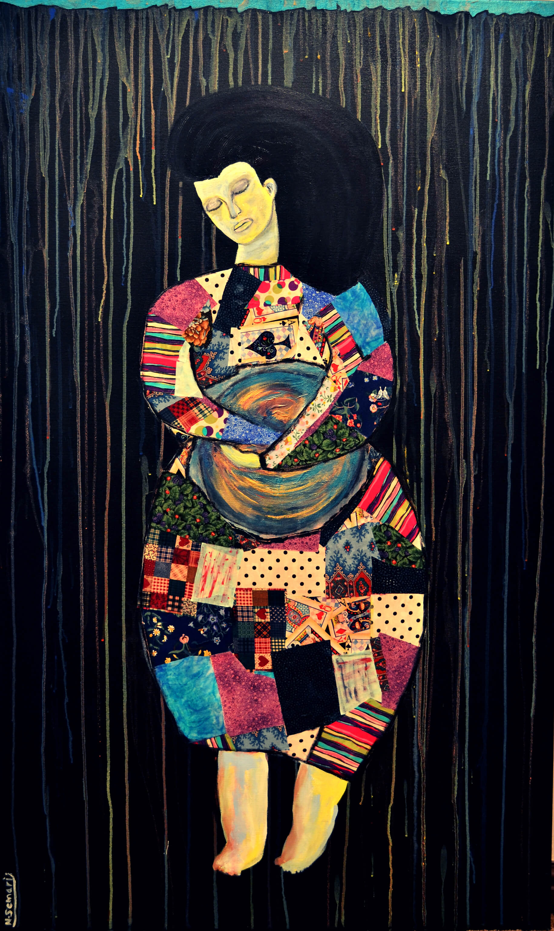 Dreamer - mixed media - 152x92 cm By Nouf Semari